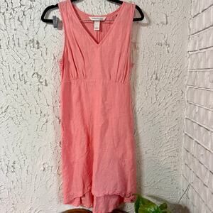 Linen Blend Pink Mini Dress Freedom Trail Women’s Sleeveless V Neck Summer Dress